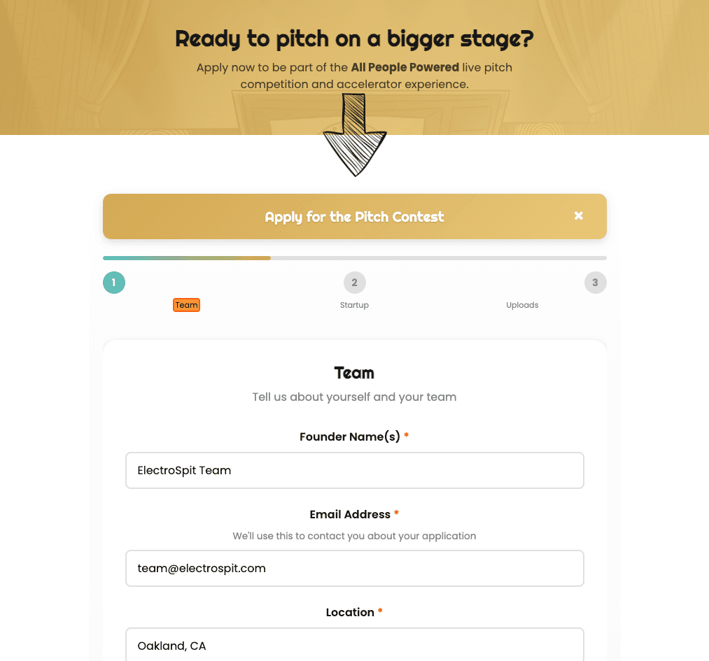 Application page 1 screenshot
