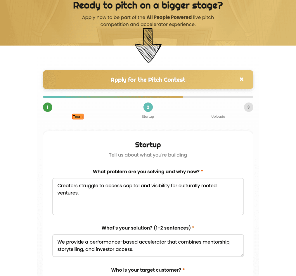 Application page 2 screenshot